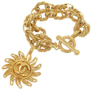 Chanel Coco Mark Sun Motif GP Gold Bracelet 1312-21 CHANEL
